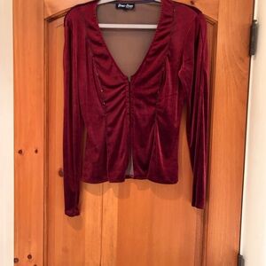 Deep Red Velvet Top